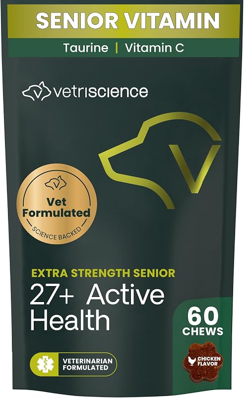 Extra Strength Senior 27+ Multivitamin, Chicken, 60 Count | Golden Years Daily Multivitamin for Senior Dogs, Balanced Vitamins, Minerals, & Omega-3s, Aging & Wellness Support, Chicken