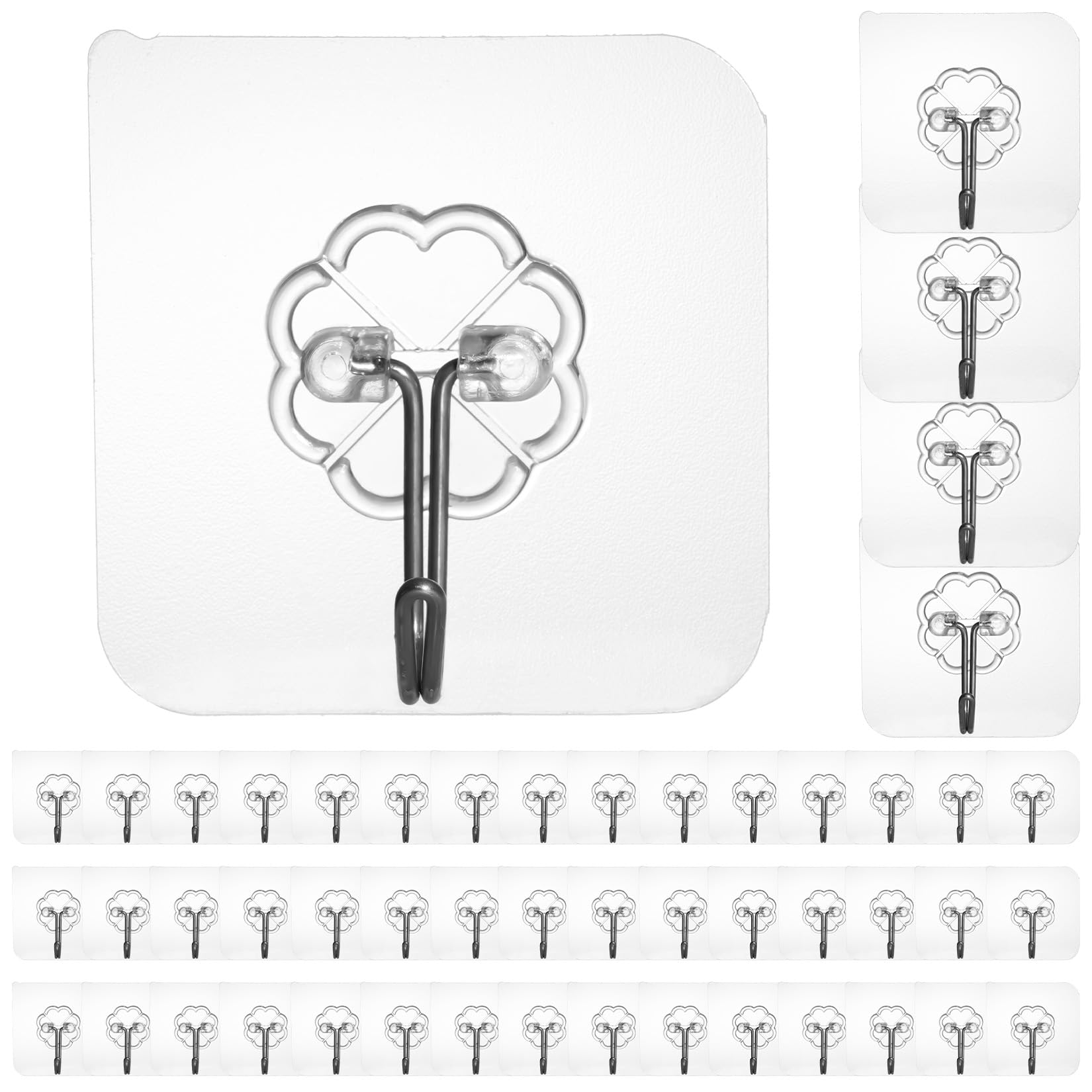 VBNZBK 10 Pièces Crochet Adhesif Mural, Crochet Adhésif, Crochet Autocollant, Sans Perçage, Capacité De Charge 5kg(Max), Pour La Cuisine, Salle De Bain, Plafonds, Décoration Des Fenêtres (Argent