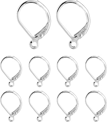 925 Sterling Silver Earring Making Supplies Ear Hooks Rings Butterfly Back | Hypoallergenic Earring Hook Interchangeable Ear Dangle Hoop Leverback Hook Earrings Making Backs Rings Finding, Silver/Gold
