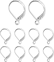 ALEXCRAFT 925 Sterling Silver Earring Hooks Hoop Earrings with Lever Back Ear Hooks, 8pcs 925 Silver Hoop Earrings 14x5mm Ear Hook Earrings, Sterling Silver