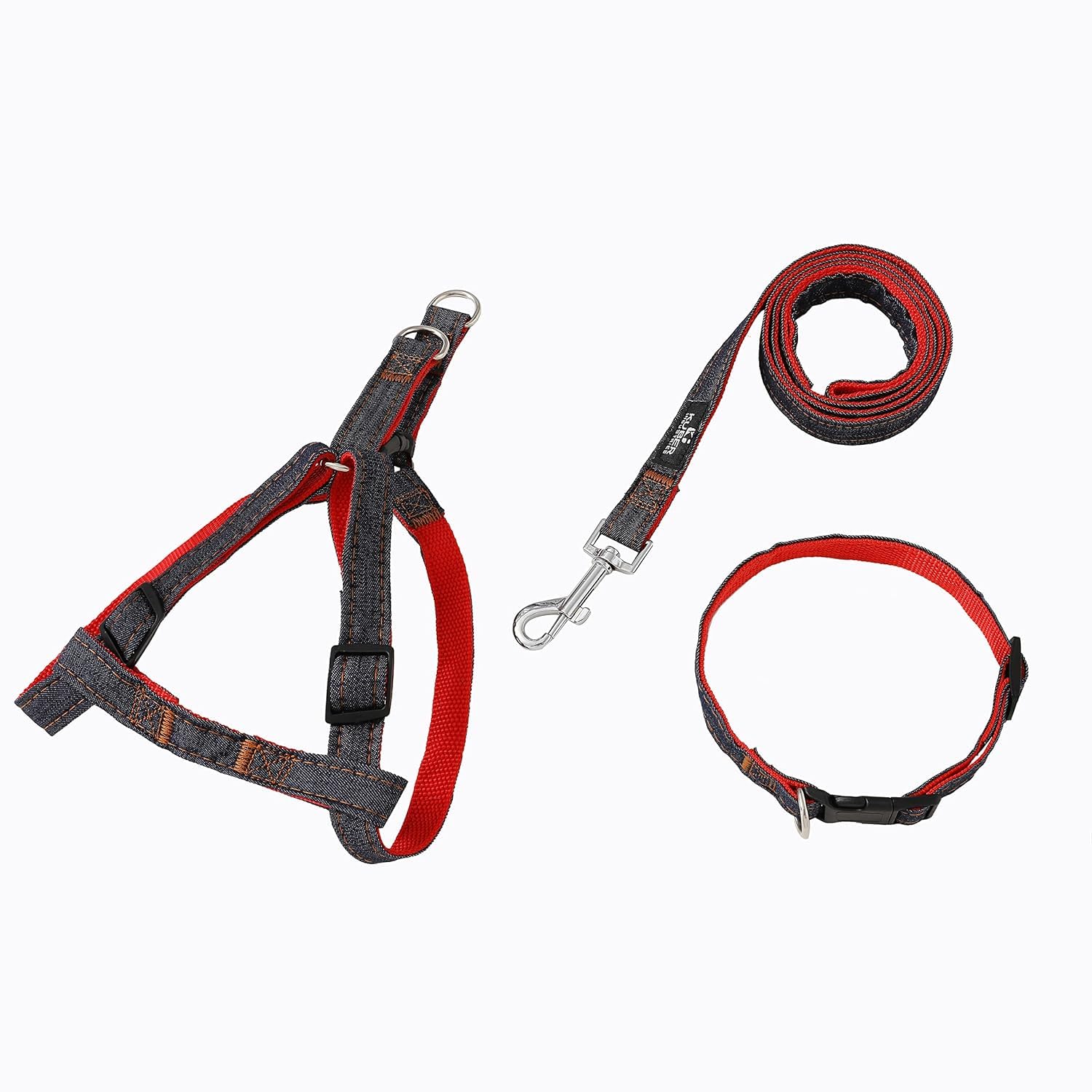Kuber Industries Dog Collar Belt & Harness With Adjustable Leash|Premium Demin Fabric|Metal Hooks|PDMGL-013-08|Blue (B0CJ5CN4Y9) Amazon Price History, Amazon Price Tracker