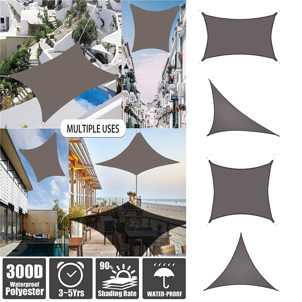 Voile D'ombrage, Voile D'ombrage Rectangulaire, Protection des Rayons UV Et Tissu Imperméable, Voile D'ombrage pour Extérieur/Terrasse/Jardin (3mx5m,Brown)