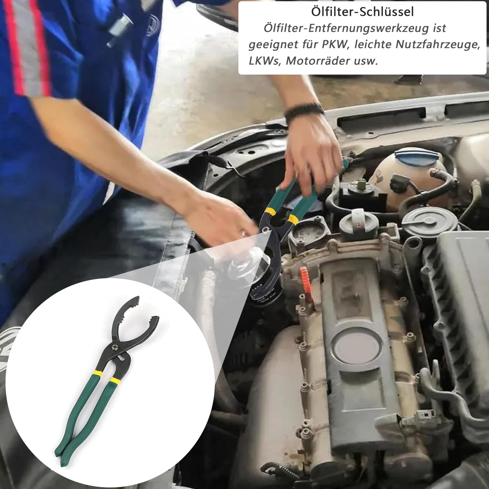 Ölfilterzange, Ölfilterschlüssel Universal, 30 cm Verstellbarer Ölfilterschlüssel, mit Rutschfesten Griff, Ölfilter-Entfernungswerkzeug, für Autos, Motorräder, Von Ø 30mm Bis Ø 160mm