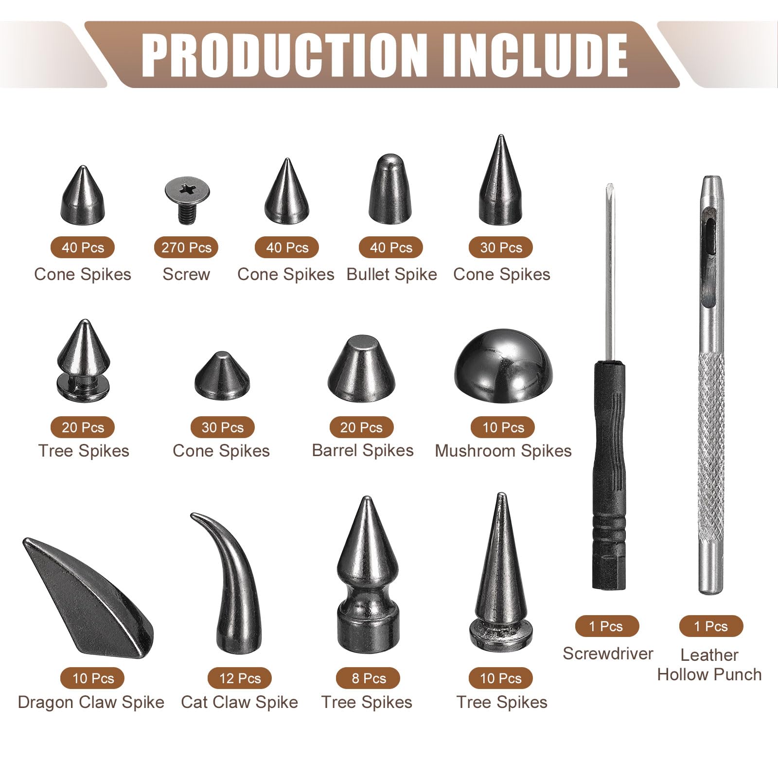 QUARKZMAN 100 Set Borchie a Rivetto, 10x7mm Rivetto in Pelle Rivetti Doppio Cappuccio Piedini per Borse per Artigianato Pelle Abbigliamento Cinture Borse Scarpe, Tono Oro