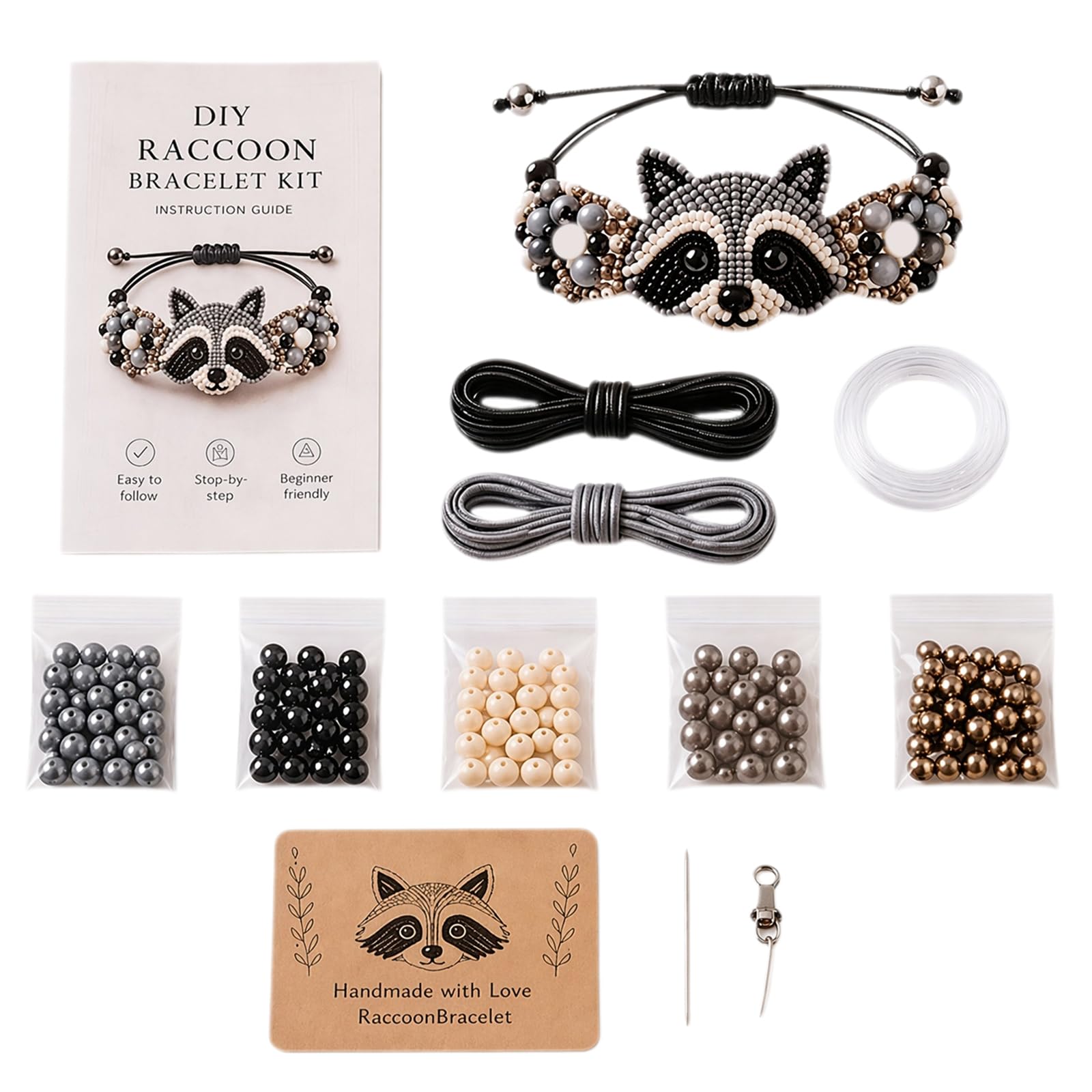DIY Beaded Bracelet Making Kit, Cute Animals Beadwork Kits with Instructions, Adjustable Handmade Bead Weaving Jewelry Making Set for Adults Beginners Animals DIY Craft Lovers