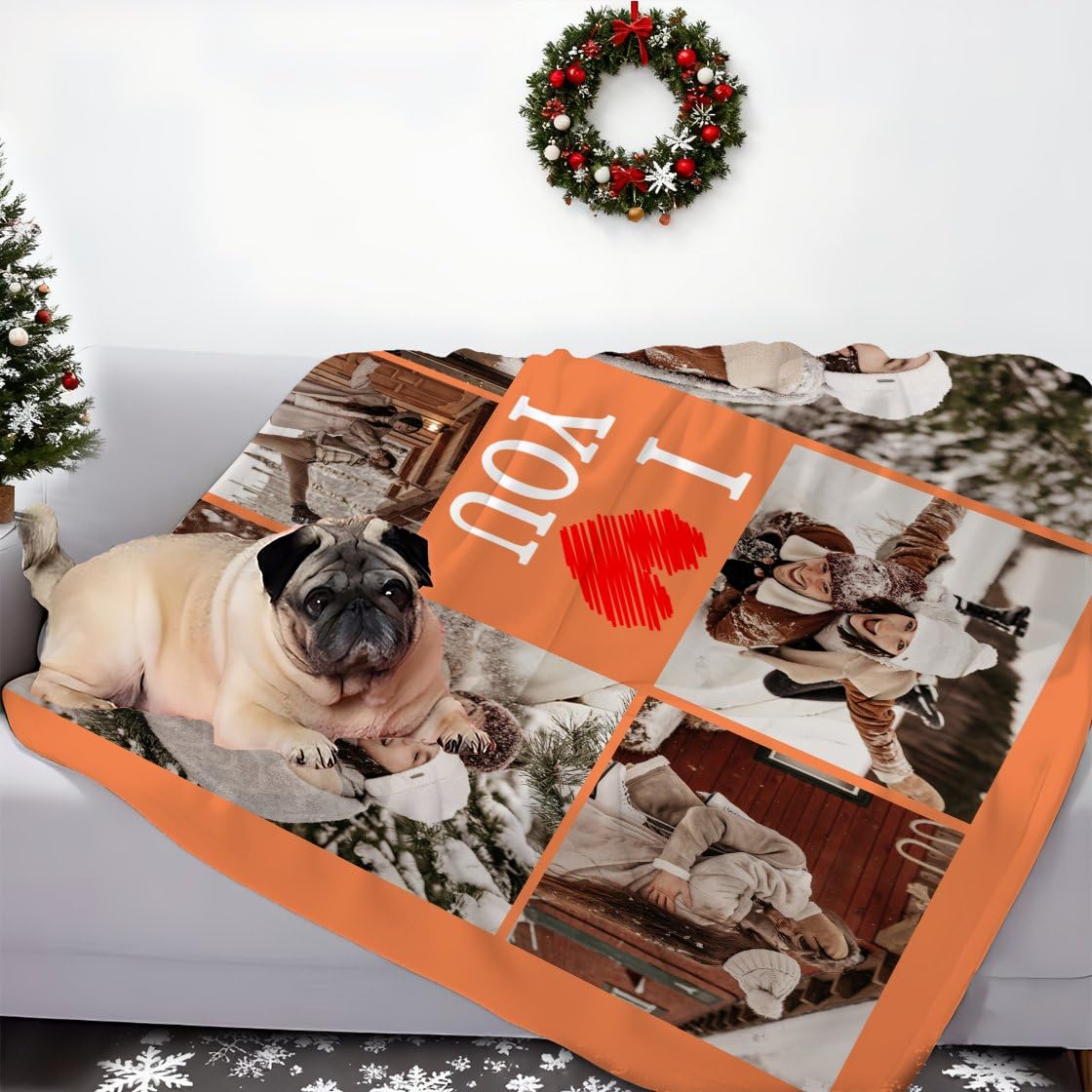 Manta personalizada con 6 fotos para cumpleaños o aniversario, regalos personalizados divertidos para amigos, para Navidad, día de San Valentín, cumpleaños, regalos personalizados para pareja