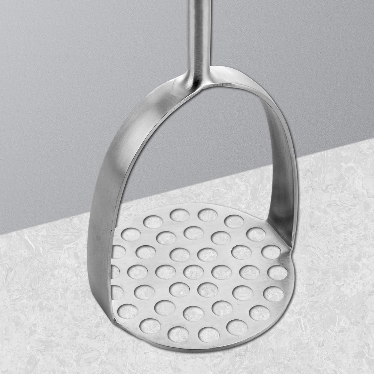 ASelected Potato Masher Stainless Steel with Long Handle Potato Masher, Kitchen Masher, Vegetable Masher, Dishwasher Safe for Mashed Potatoes, Creamy Mashed Potatoes (315 x 80 mm)