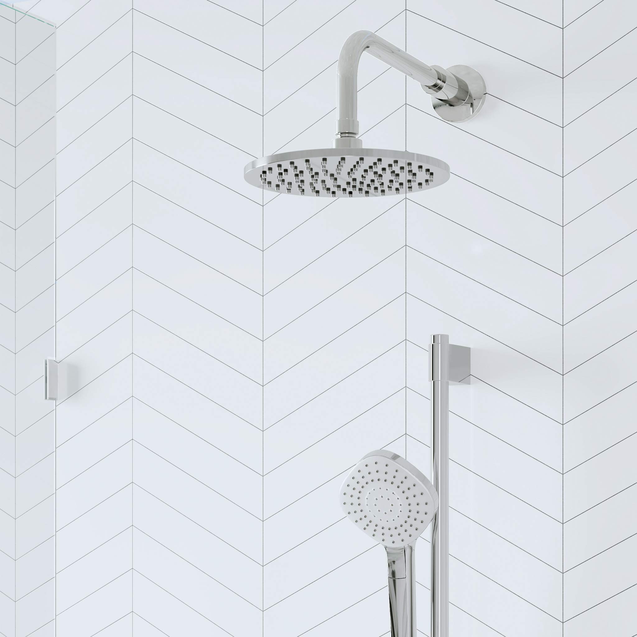 Ideal Standard Idealrain Soffione doccia a pioggia, soffione doccia a risparmio idrico in metallo di alta qualità, attacco universale G-1/2, facile da pulire – Cromo (200x200x10 mm)