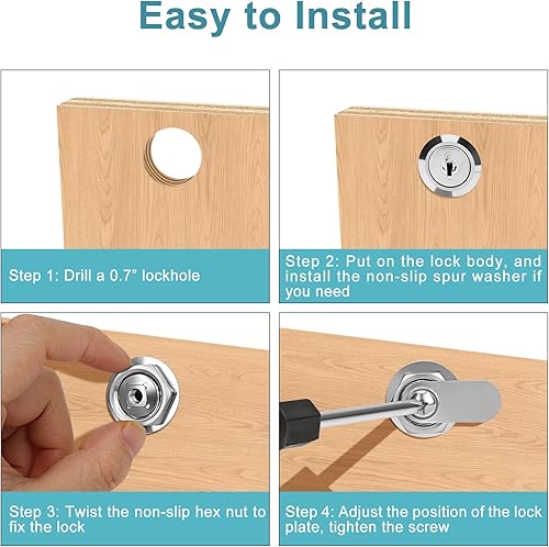 Miniatura 5 de Cam Locks - Cerradura de gabinete con llave igual, cilindro de 58 pulgadas de longitud. Se adapta a un grosor máximo del panel de 38 pulgadas, 2