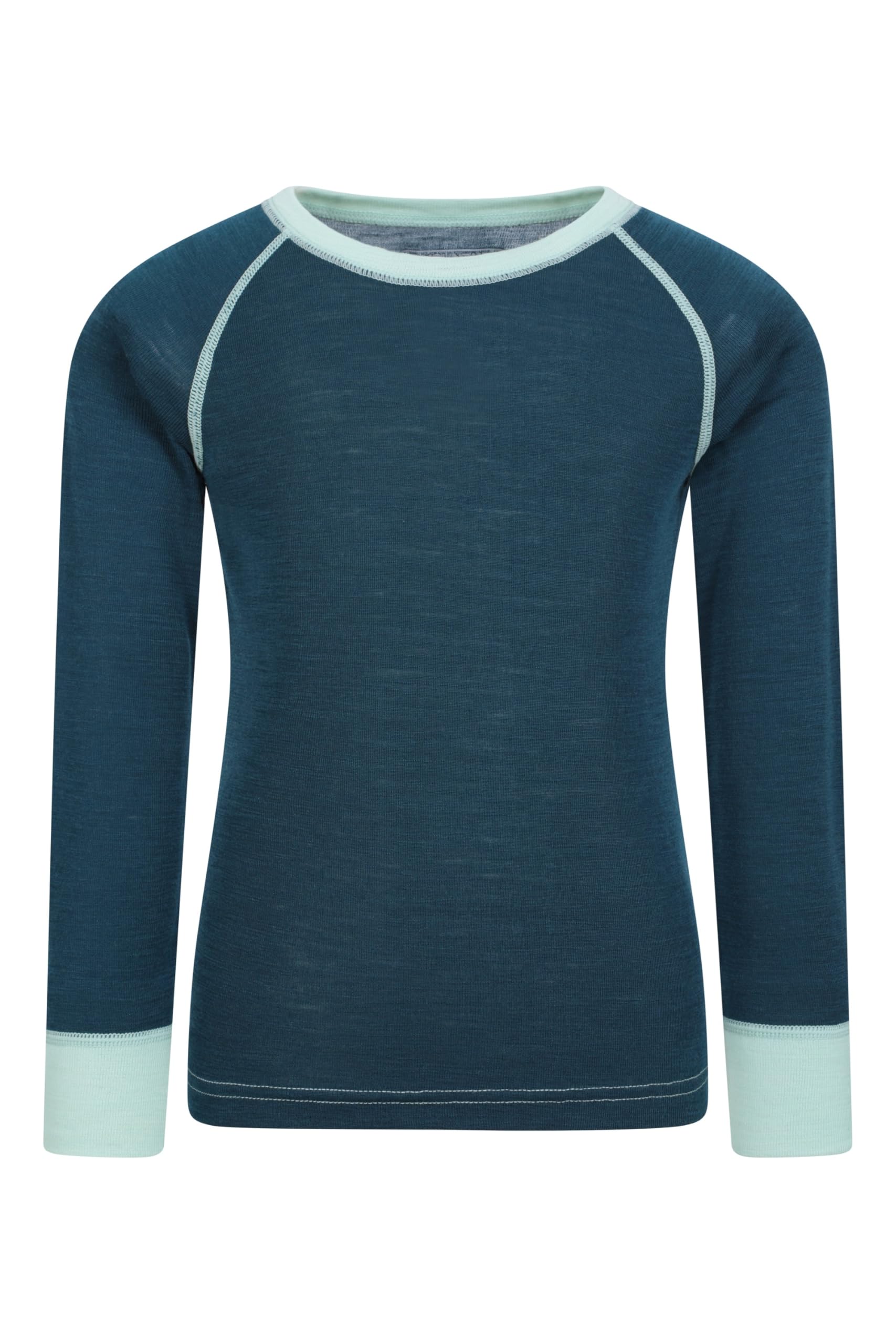Mountain Warehouse Teal Merino Kids Round Neck Thermal Baselayer Top – Long Sleeve, Lightweight, Antibacterial, Breathable & Quick Dry T-Shirt - Travelling & Outdoors Kids Size 2-3 Years