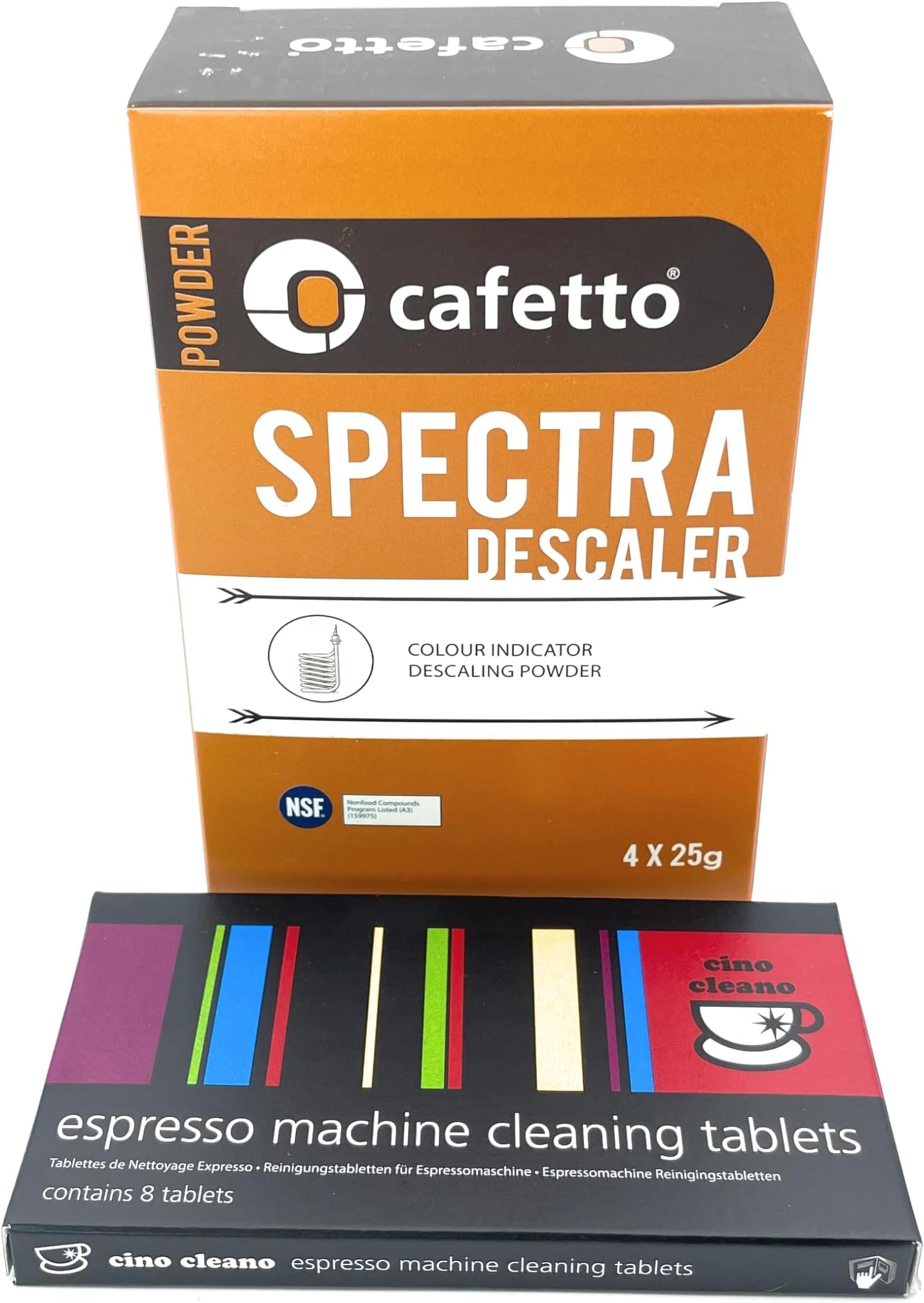 Cafetto Cino Cleano Espresso Machine Cleaning & Descaling, 8 Tablets and Box of 4