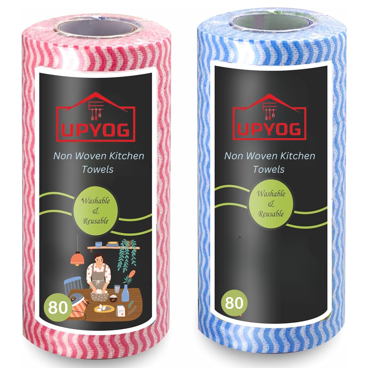 Upyog Reusable Washable Kitchen Printed Tissue Roll - 2 Roll - 120 Wipes-image-49