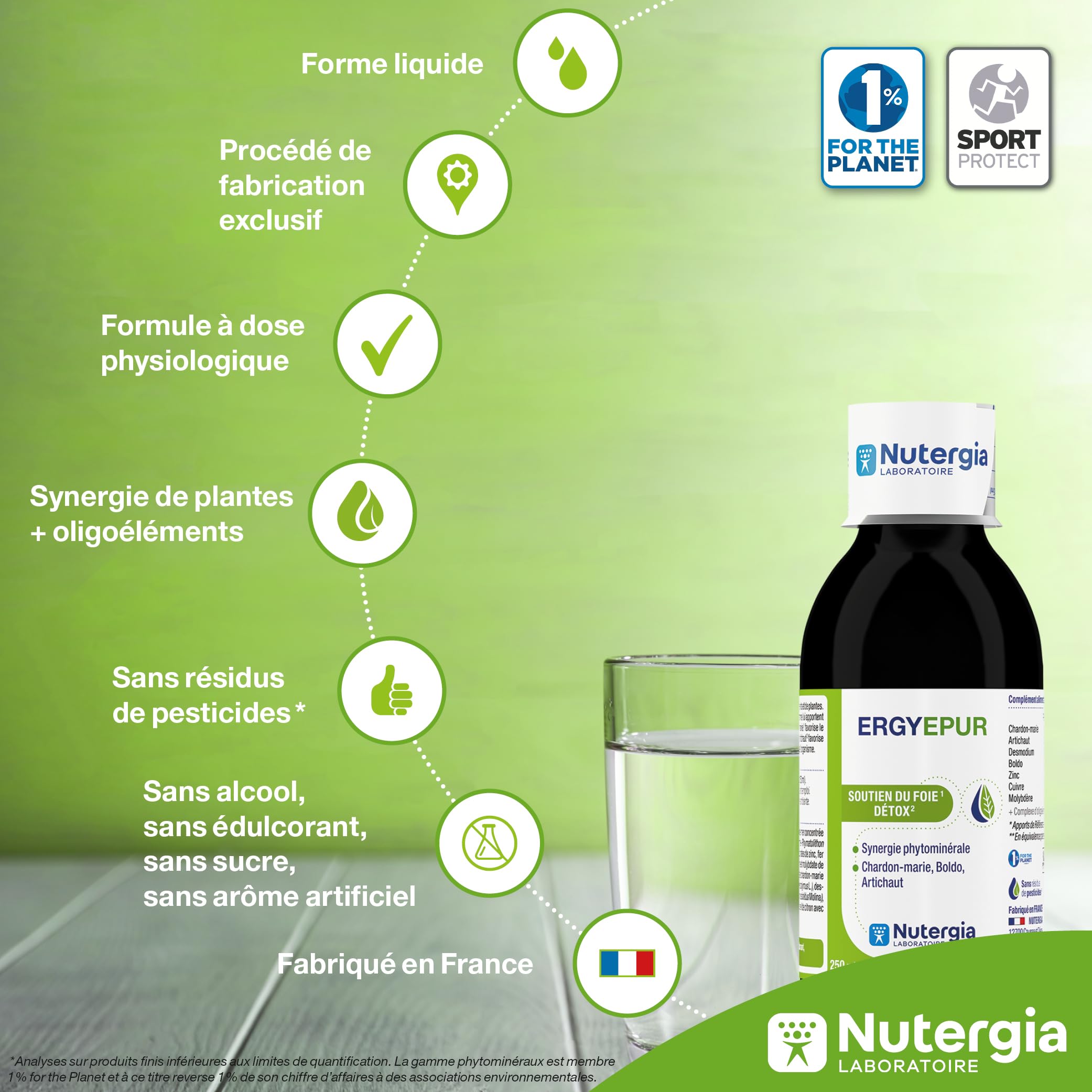 Nutergia – Soutien du foie – Detox – Détox hépatique et purification de l’organisme – Complément alimentaire – 250 ml – Fabrication Française
