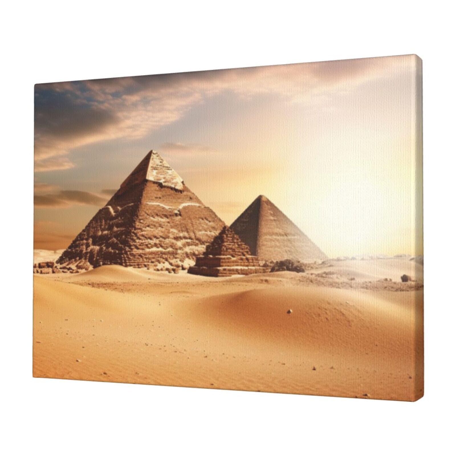 KLOPH Egyptian Pyramid in Desert Canvas Wall Art for Living Room 12"x16" Modern Artwork Painting for Bathroom Hanging Canvas Prints Aesthetic Wallart for Bedroom Kitchen Office Wall Decor
