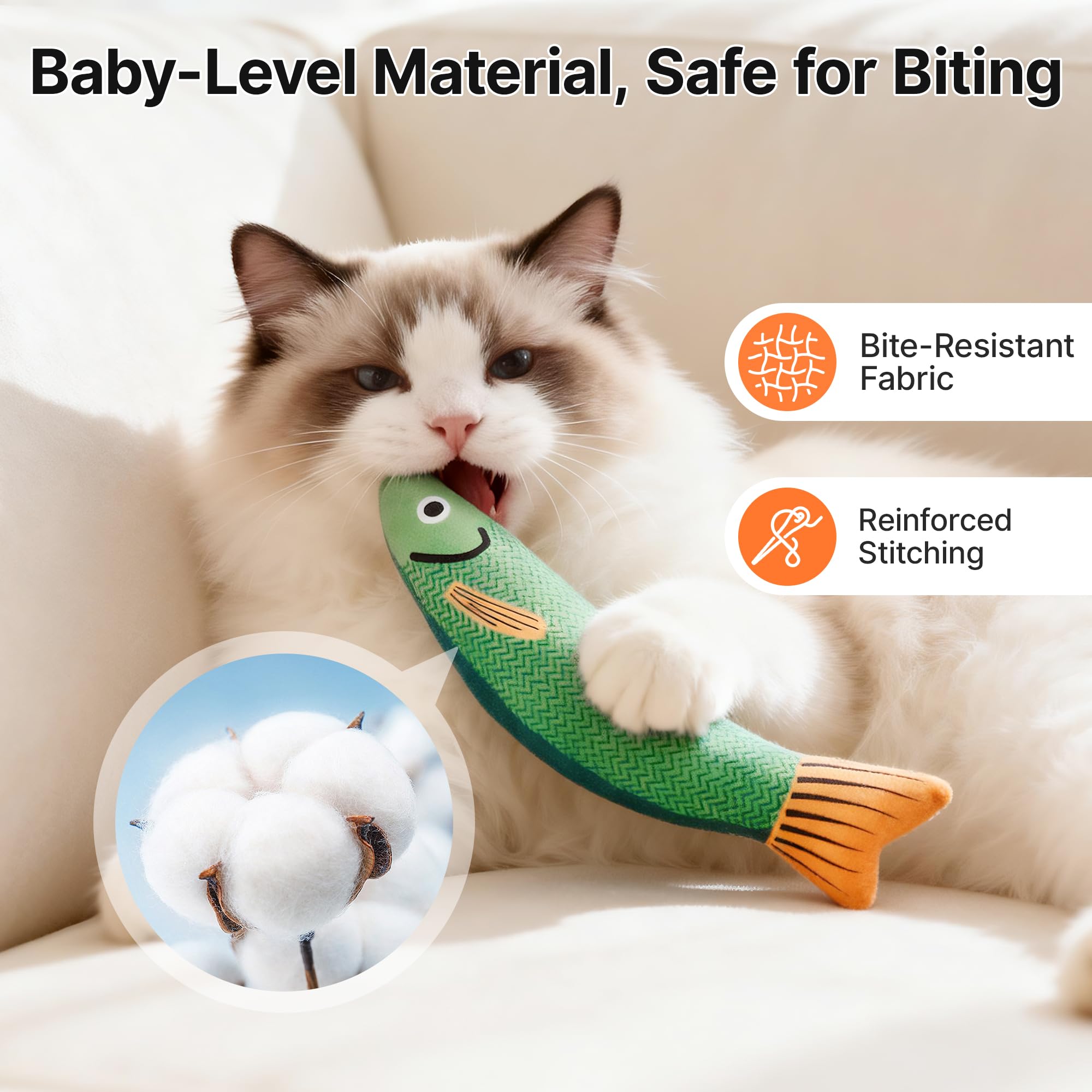 Potaroma Cat Toys Saury Fish, 3 Pack Catnip Crinkle Sound Toys Soft and Durable, Interactive Cat Kicker Toys for Indoor Cats, Promotes Kitten Exercise 9.4 Inches