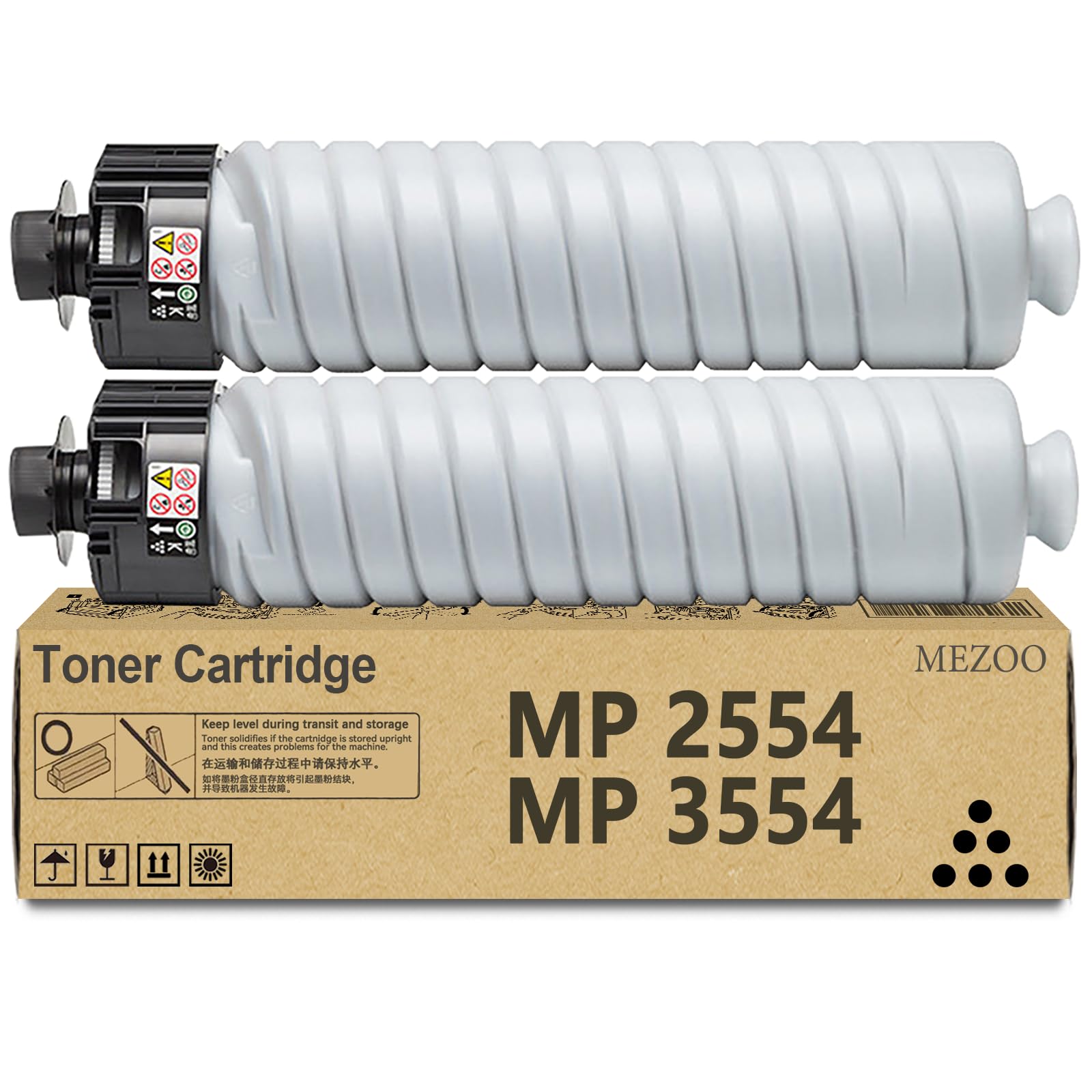 MP2554 MP3554 Black Toner Cartridge High Yield Compatible for Ricoh MP2554 MP2555 MP3054 MP3055 MP3554 MP3555 MP4054 MP4055 MP5054 MP5055 MP6054 MP6055 IM2500 IM3500 IM4000 IM5000 IM6000(2-Pack,Black)