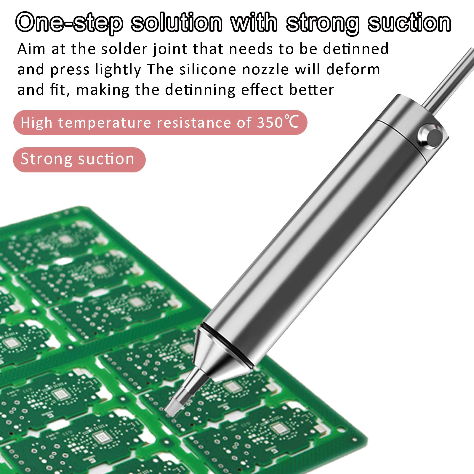 Solder Sucker, Desoldering Pump Remover with High Temperature Resistant Silicone Nozzle - Image 4