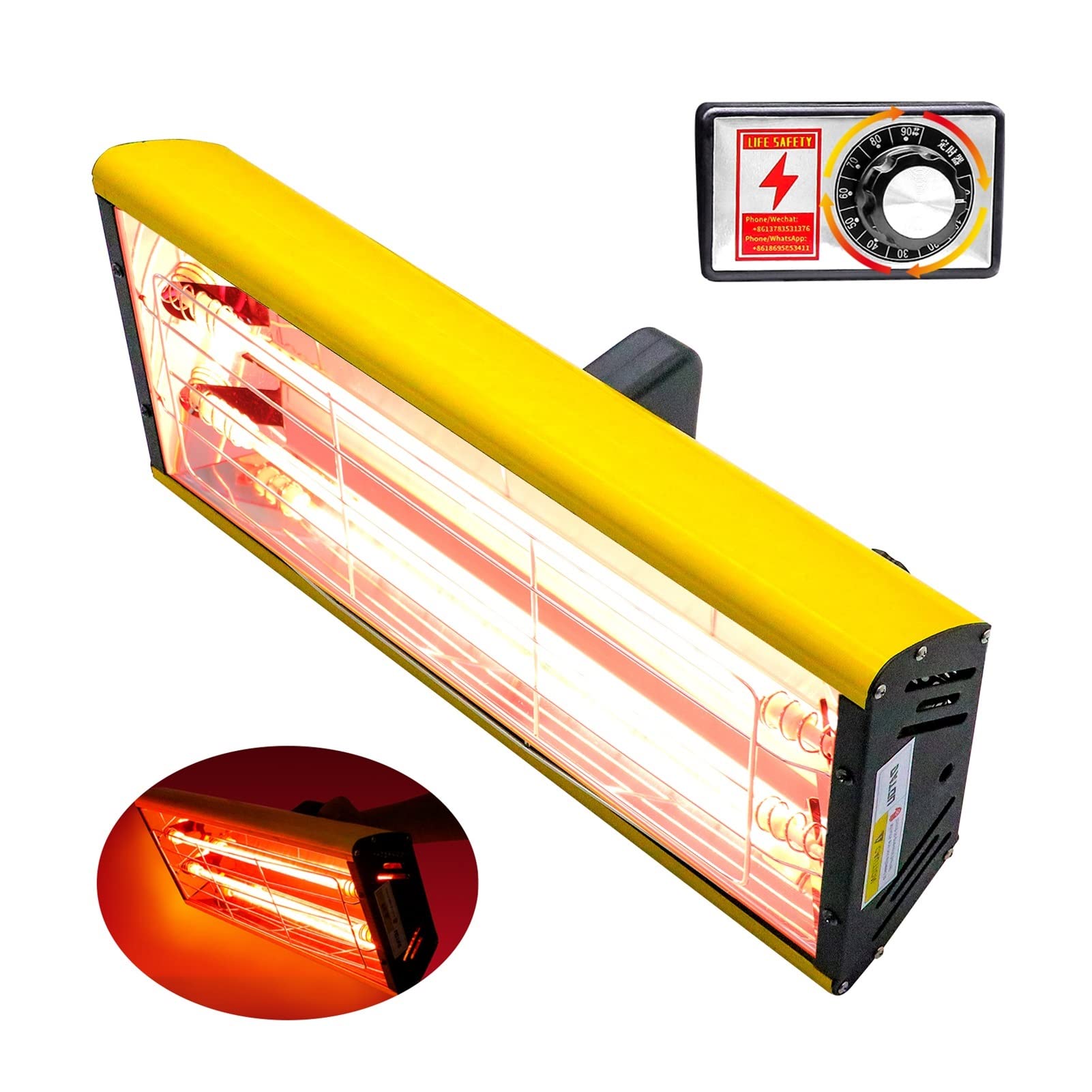LNHHG Paint Curing Lamp 1000W Infrared Paint Curing Lamp Baking Booth Heater Automotive Car Body Handheld Halogen Light Shortwave for Spray Booth & Garage Workshop