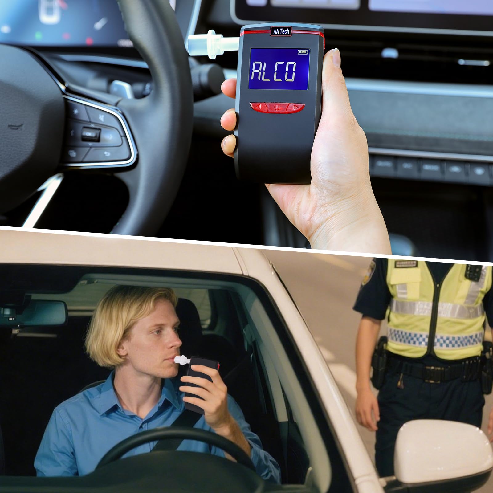 Ethylotest Electronique, Alcootest Ethylotest Homologué Certifié, Ethylotest Portable avec 4 Embouts, Capteur Semi-conducteur E1