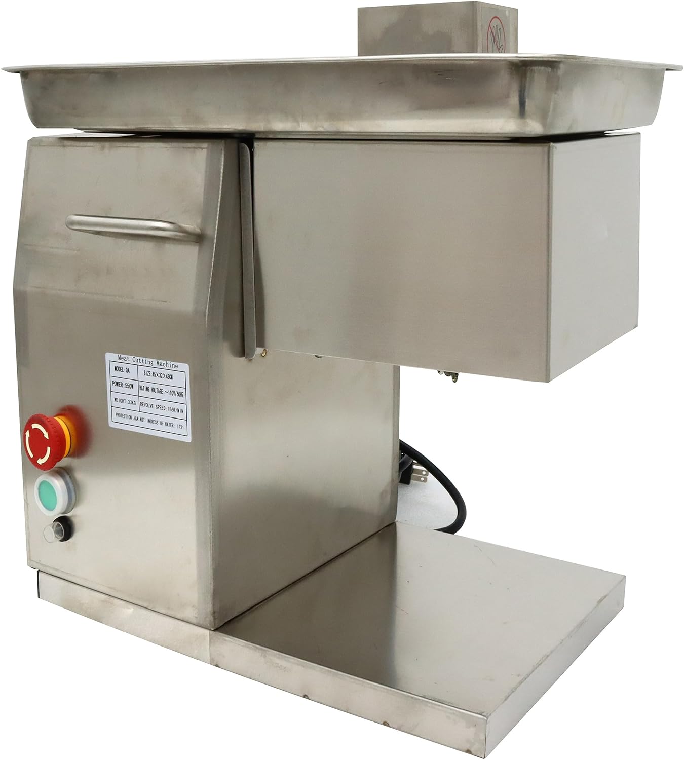 Electric Meat Slicer Cutting Machine Commercial Stainless Steel For Steak Pork QX with Chimney Feed Inlet 5mm Blade