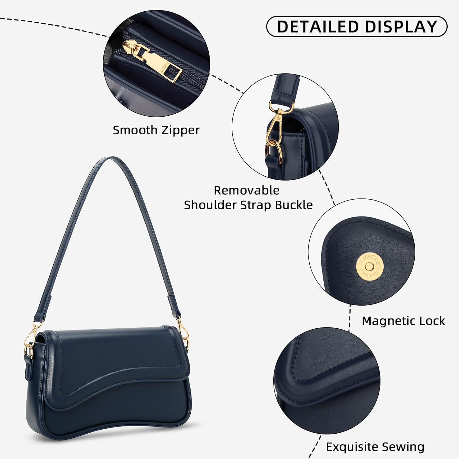 KKXIU Shoulder Bag for Women Small Clutch Purses Cute Hobo Handbag Trendy Underarm Bag - Image 3