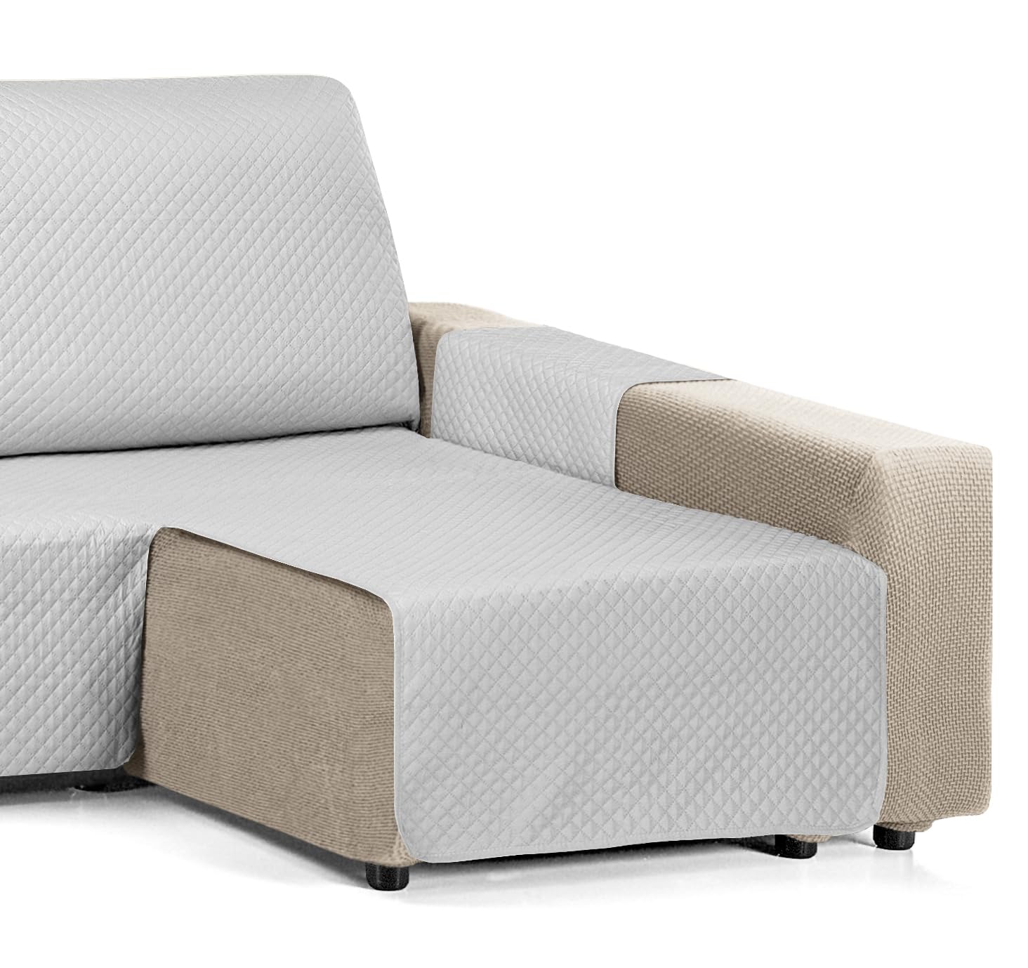 Martina Home Diamond Padded Chaise Longue Cover, 200 cm, Grey - Universal