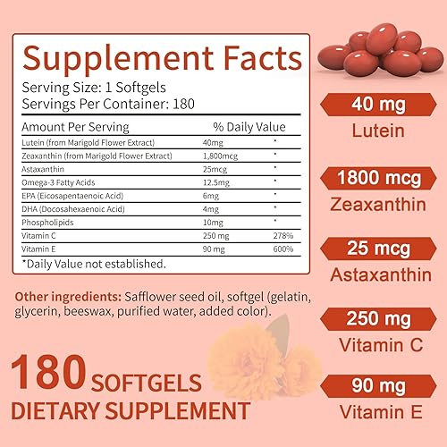 Miniatura 2 de Cápsulas blandas de suplemento de luteína y zeaxantina vitaminas y suplementos para los ojos con vitaminas C, E, Omega 3, luteína y zeaxantina para