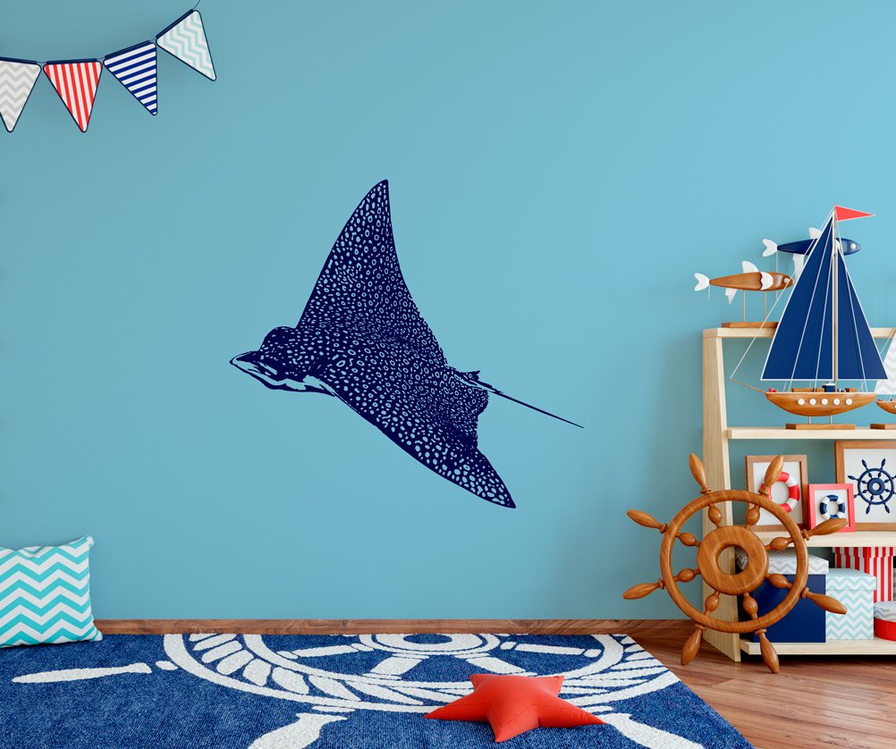 Stingray Blue Beautiful Wall Decal Vinyl Home Decoration - 25" Wide x 18" high