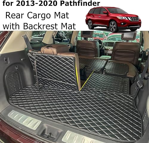 Miniatura 9 de Alfombrilla para maletero para Nissan Pathfinder 2022-2024 (2 fila con asiento de banco) y alfombrilla para respaldo trasero 2 y 3 fila (5 unidades)