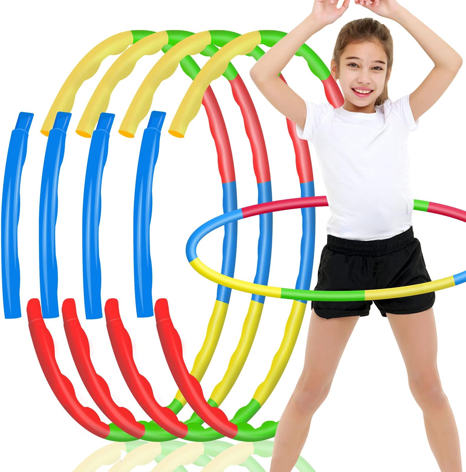 Hymaz Plastic Hula Rings Toys,Hula Rings Toys Adjustable Weight & Length for Sports Party Games
