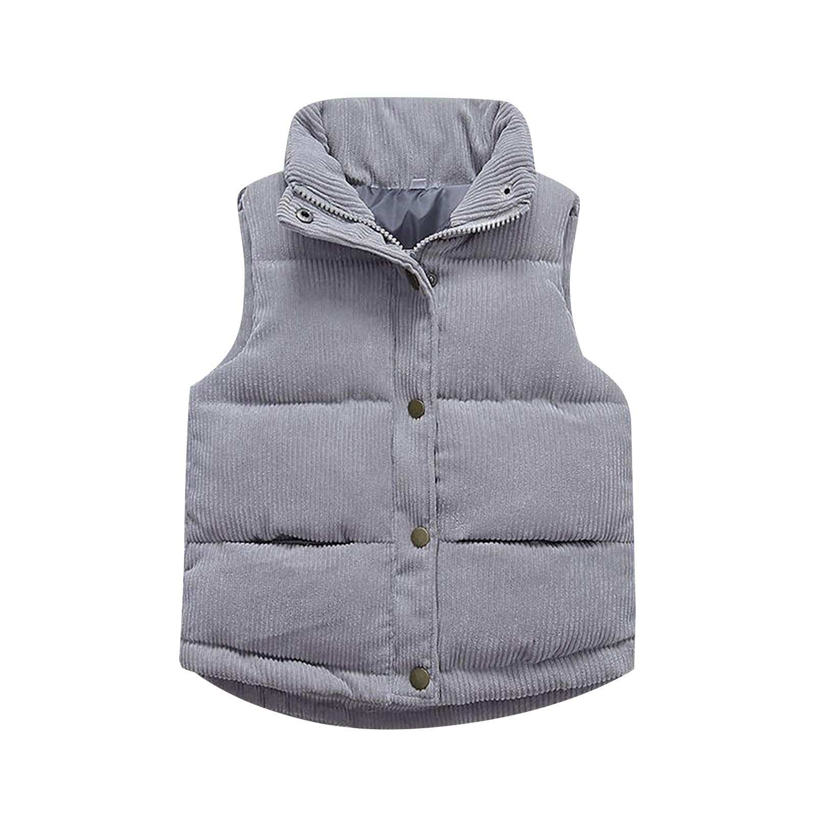 Fall Winter Vest Coat Boys Girls Sleeveless Collar Vest Solid Color Button Sleeveless Jacket Clothes for 1 to 7Y