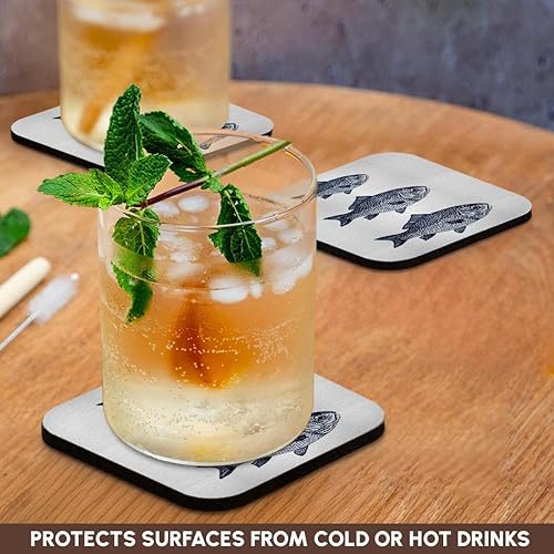 Miniatura 3 de 3dRose CST_164697_1 Tres Blue Fish Beach Theme Art - Posavasos suaves, juego de 4