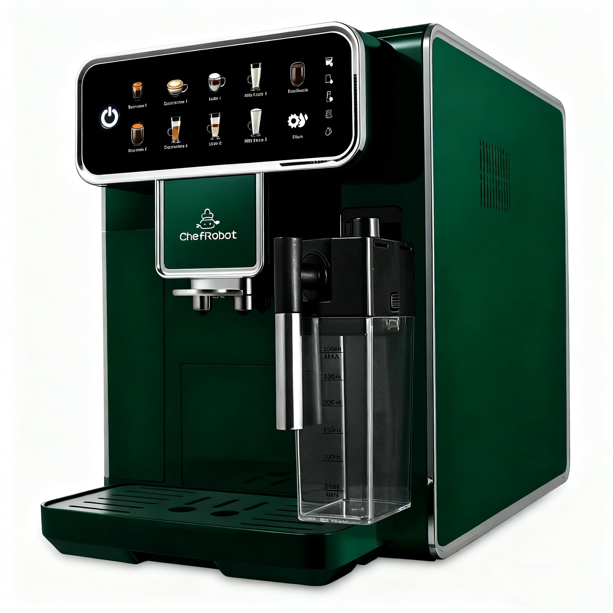 Fully Automatic Espresso Machine 12 Cup Coffee Maker One-Touch Cappuccino Latte Americano Espresso Self-Cleaning Adjustable Grinder for Home