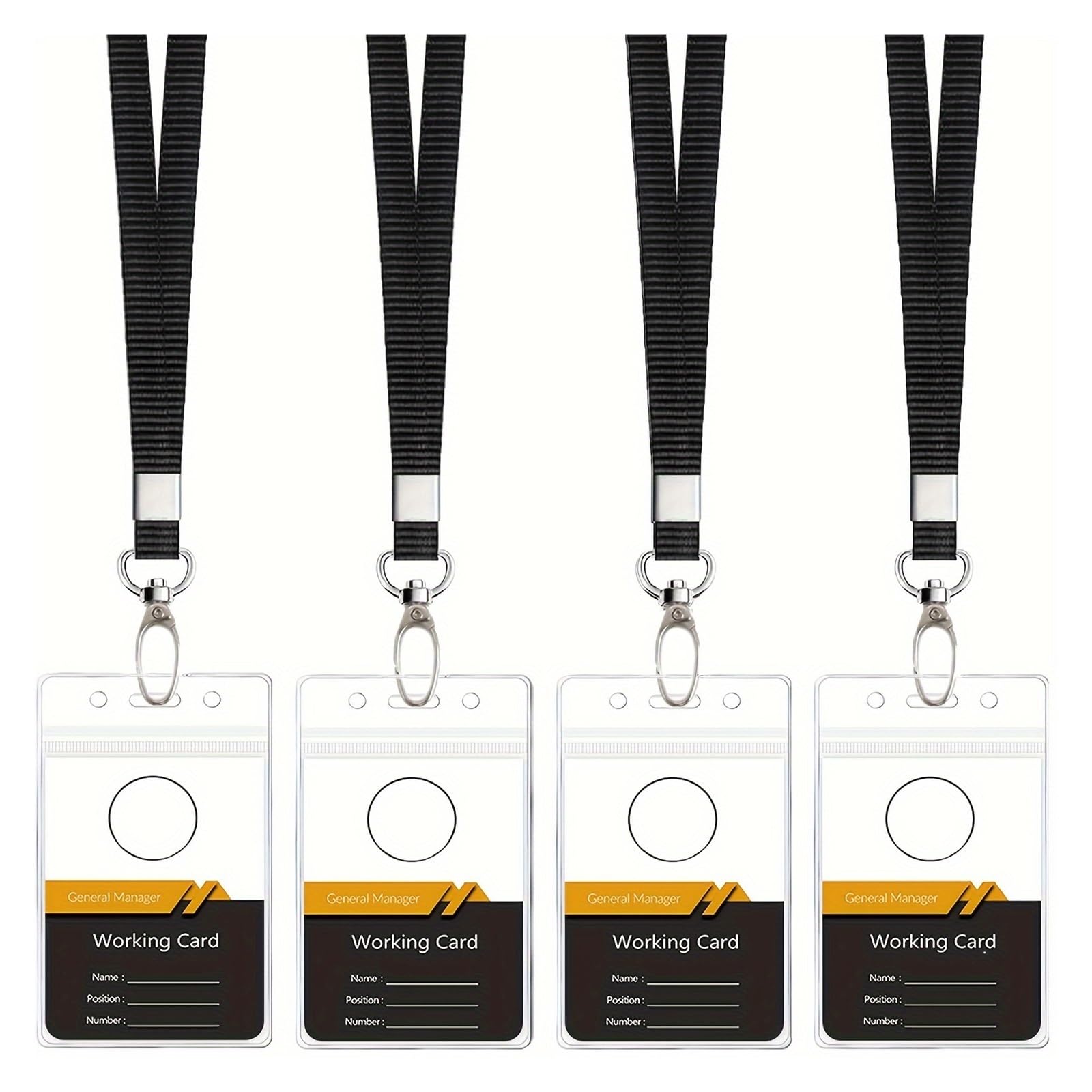 Lot de 12 cordons tour de cou avec porte-cartes et clips pivotants pour clés