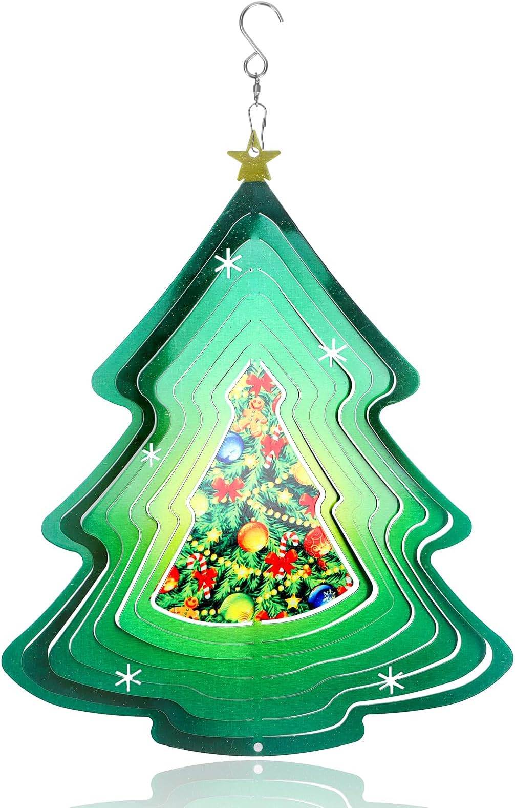 Wind Spinners Christmas Tree with Ornaments Stainless Steel 3D                              