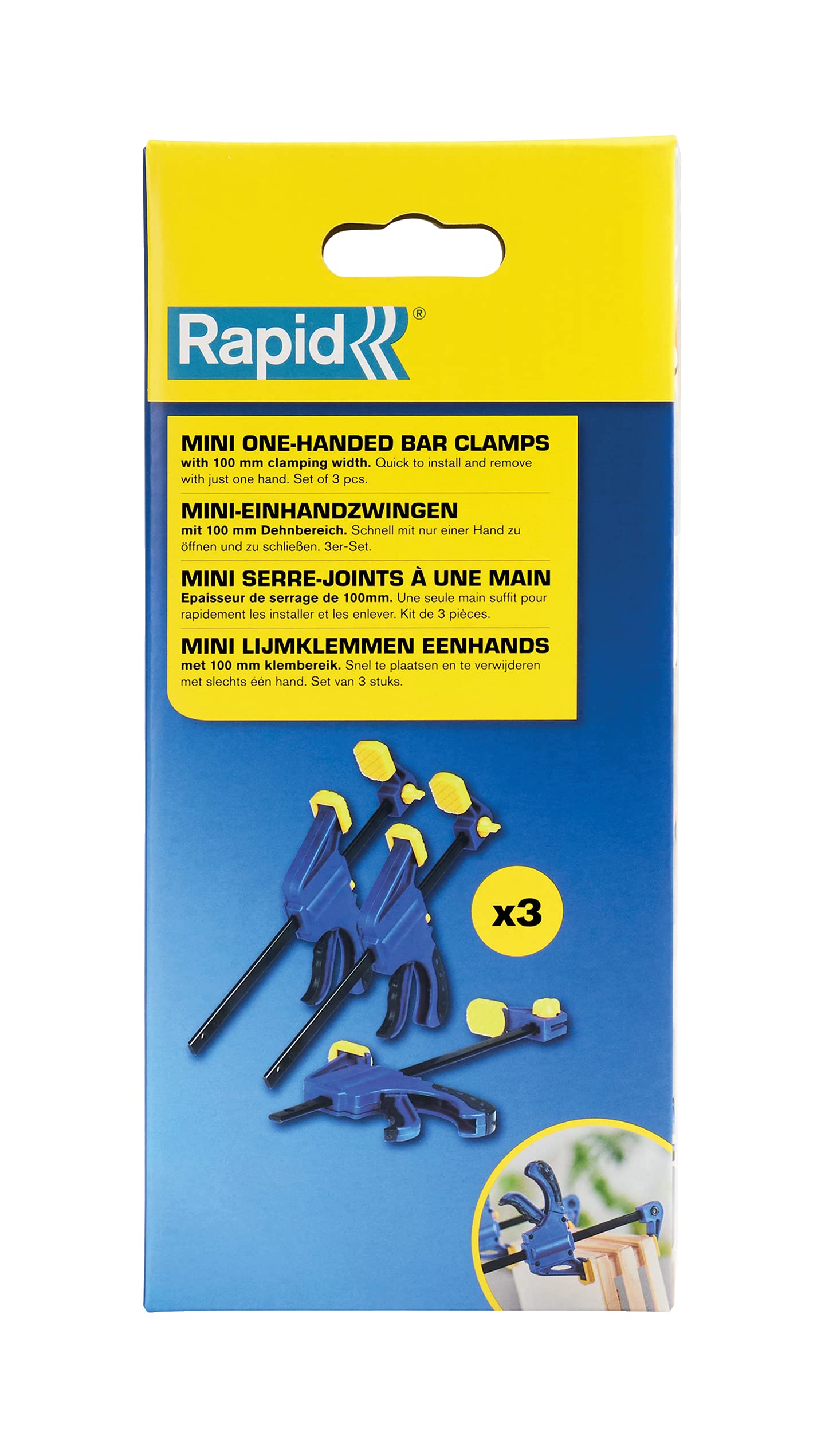 Rapid, 5001479, Mini Morsetti da Falegname a Una Mano - Set da 3 pcs