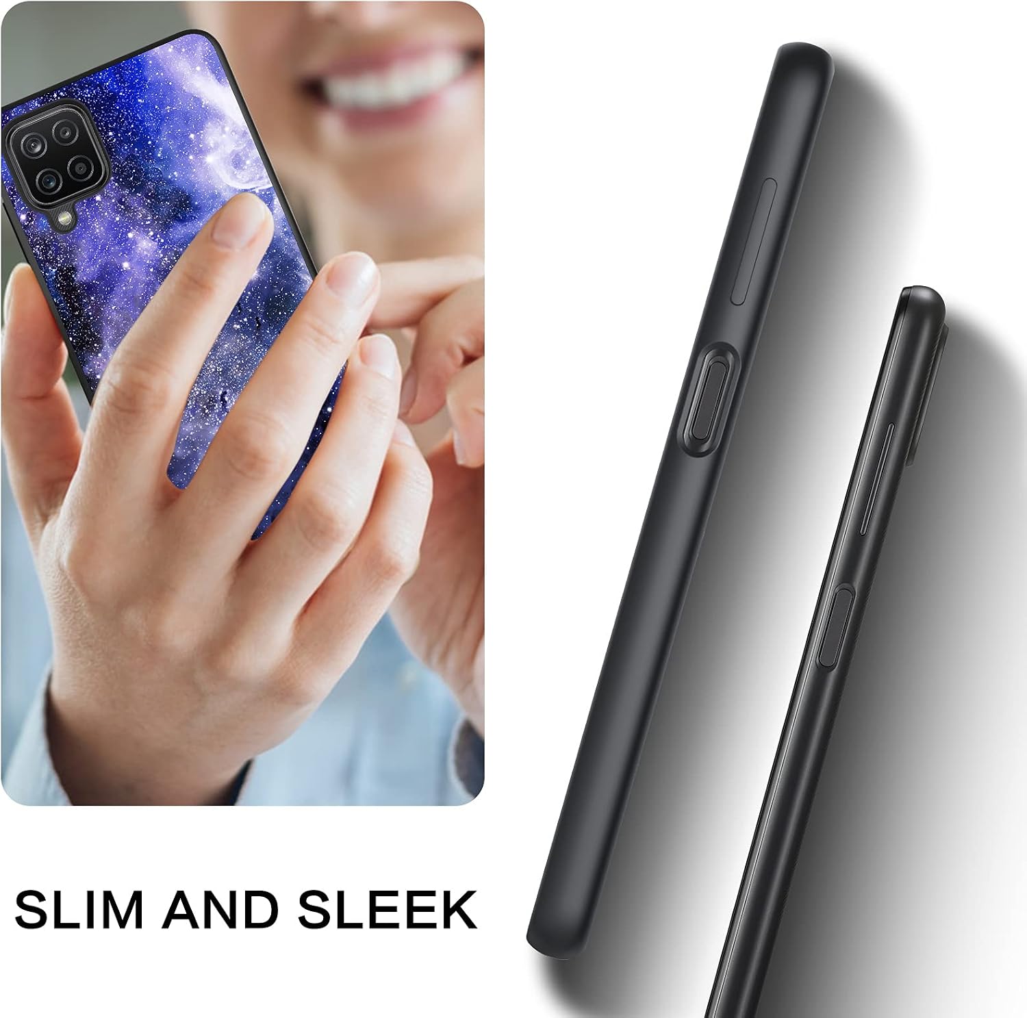 BENTOBEN Compatible with Samsung Galaxy A12 Case, Slim Fit Glow in The Dark Hybrid Hard PC Soft TPU Bumper Drop Protective Girls Women Men Phone Cover for Samsung A12 6.5", Blue Galaxy