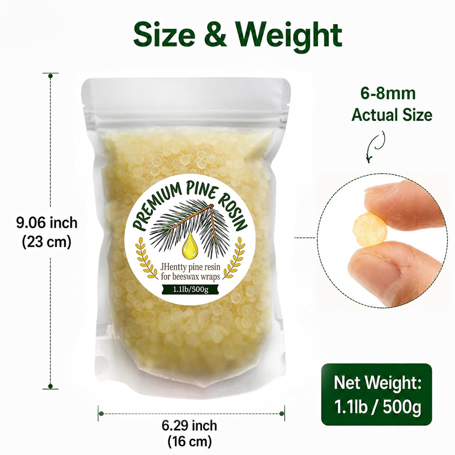 1.1 Pound Pine Resin, Natural Pine Resin for Beeswax Wraps Good Grip and Performance Ideal for Musicians Athletes Dancers and DIY Projects (1.1, Pounds)