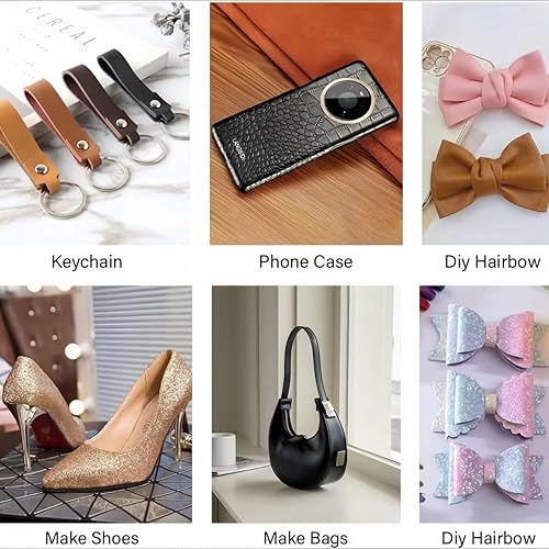 Miniatura 8 de XHT Hojas de piel sintética al azar, 30 piezas de 8 x 12 pulgadas, holográfica en relieve texturizado de cuero sintético para manualidades,