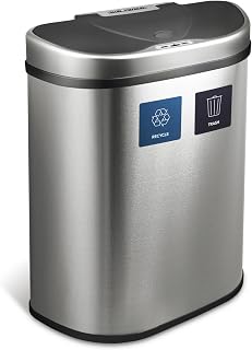 Ninestars DZT-70-R3 Motion Sensor Trash Can, Extra Large, Silver