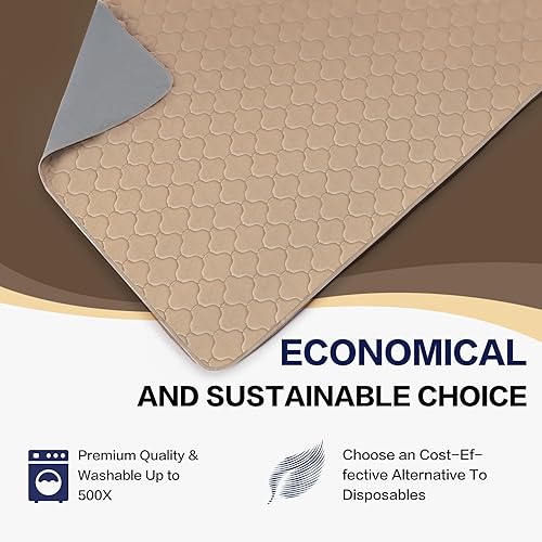 Miniatura 4 de Alsunny Almohadillas de cama lavables impermeables de 44 x 52 pulgadas (paquete de 2), almohadillas lavables para adultos, almohadillas de cama