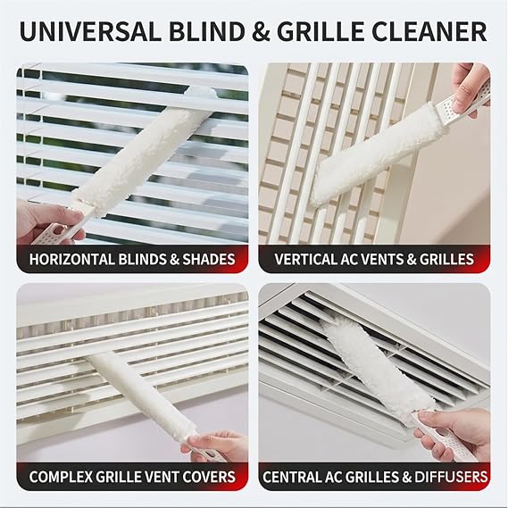 Home Detail Cleaning Kit, Crevice Cleaning Brush, 5-in-1 Detail Duster, Replacement Pads, Microfiber Sleeves and Storage Bag for Window Tracks, Air Vents, Kitchen and Bathroom