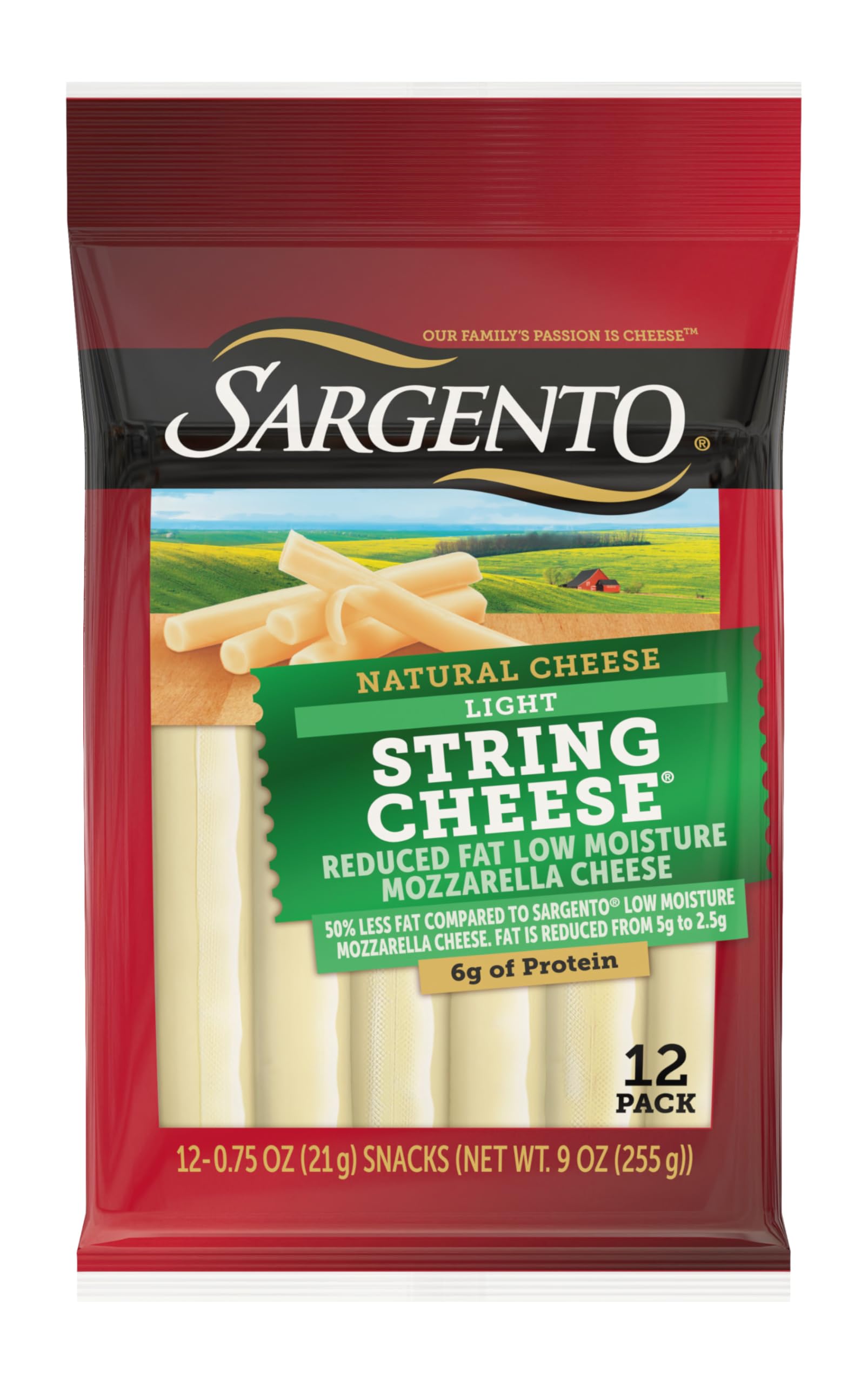 Sargento Reduced Fat Natural Low Moisture Part-Skim Mozzarella Light String Cheese 12-Count
