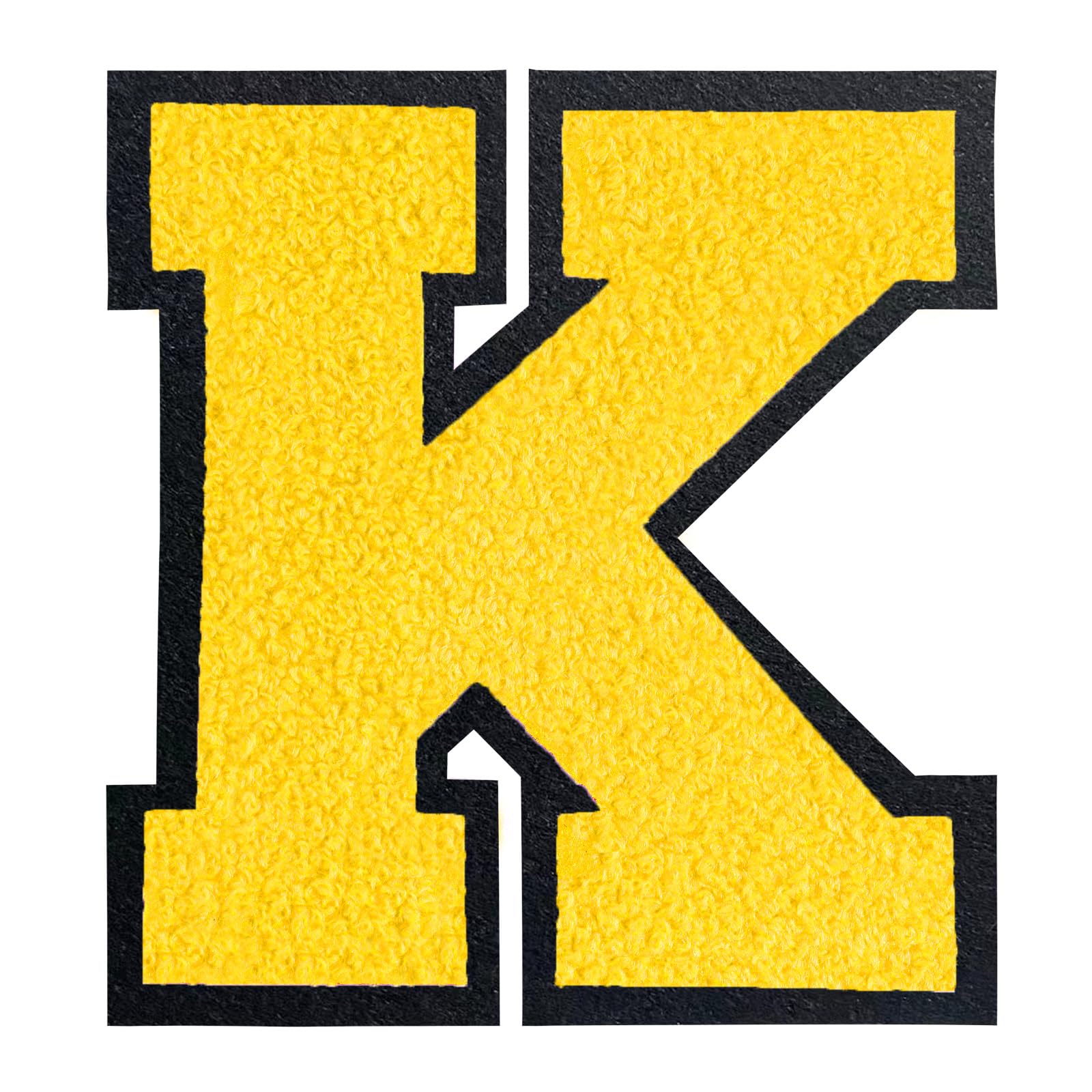 QianSiLi 6.5 Inch Chenille Iron On Letters for Clothes Varsity Letter Patches Embroidered Patch Iron On Patches for Clothing Jacket/Hoodie/Varsity (Yellow,K) — image 1