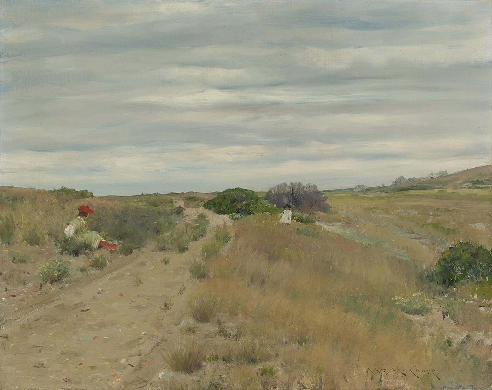RZHRHJES Famous Painting Poster Art Canvas Print Retro Picture the Old Sand Road by William Merritt Poster Wall Art for Office Decor 60x90cm