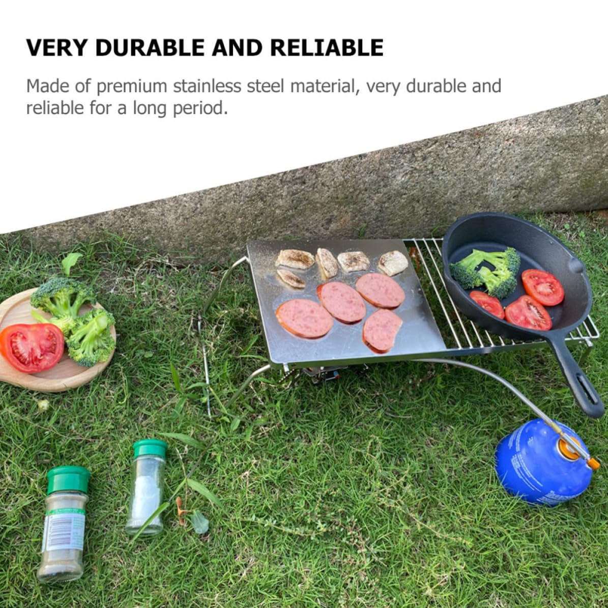 Griglia Barbecue Portatile in Acciaio Inox Pieghevole da Campeggio