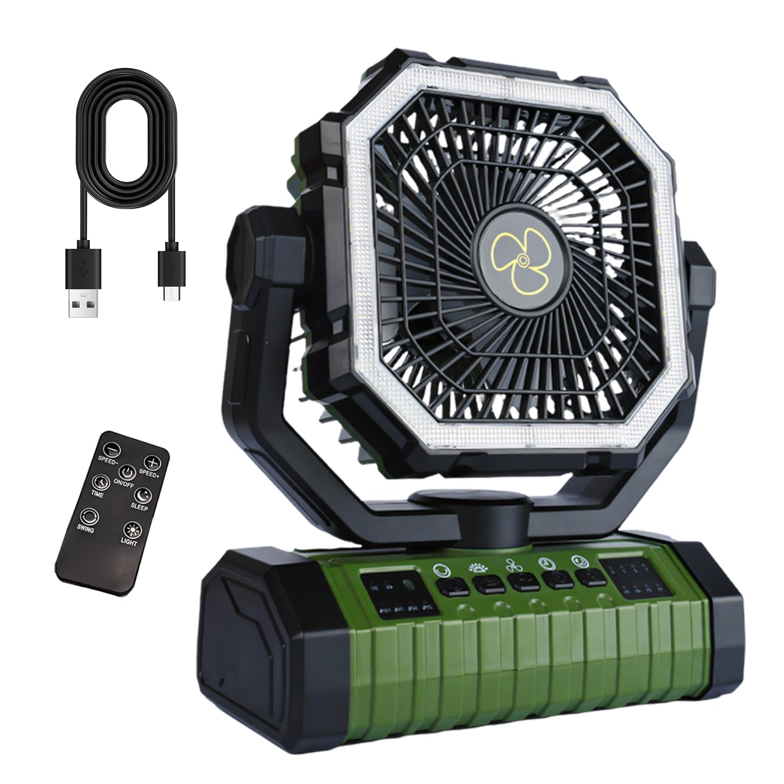 Tsophreniq Portable Camping Fan with LED Light USB Rechargeable Battery Powered for Outdoor Tent Hiking and Power Interruption Use Crisis Fan Light for Power Outage