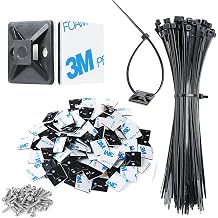XHF 3 / 4 & quot؛ قوي لاصق ذاتي للكابل الأسود بسحاب 100pcs مع 8 & quot؛ العلاقات السحابية ، البراغي, حماية من الأشعة فوق البنفسجية في الهواء الطلق السحابات اللزجة الكابلات إدارة المراسي حاملات المنظمين المربعات