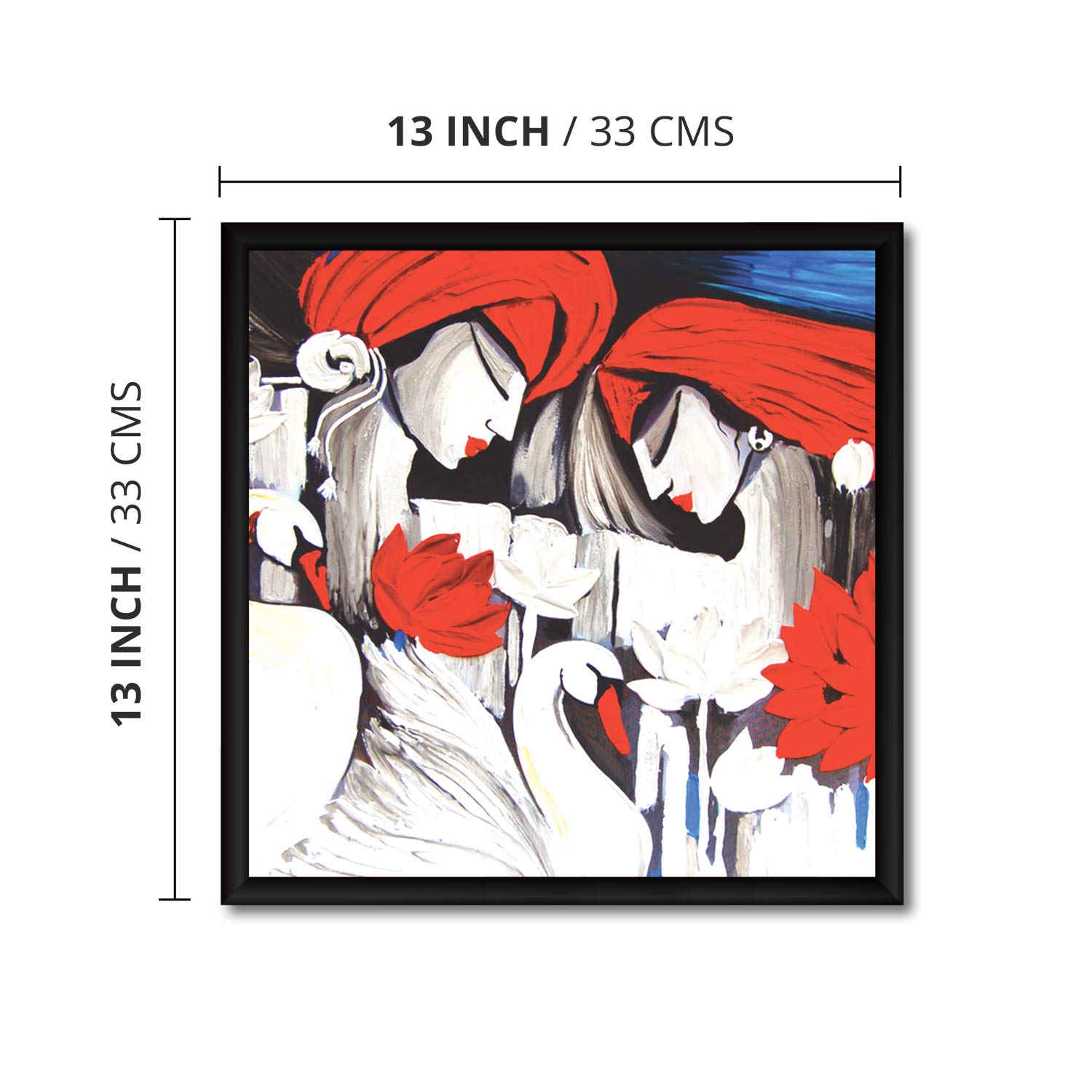 ArtX Paper Traditional Abstract Painting With Frame Wall Art, Traditional Indian, Multicolor Framed Painting 13 X 13 inches, Set of 1 2