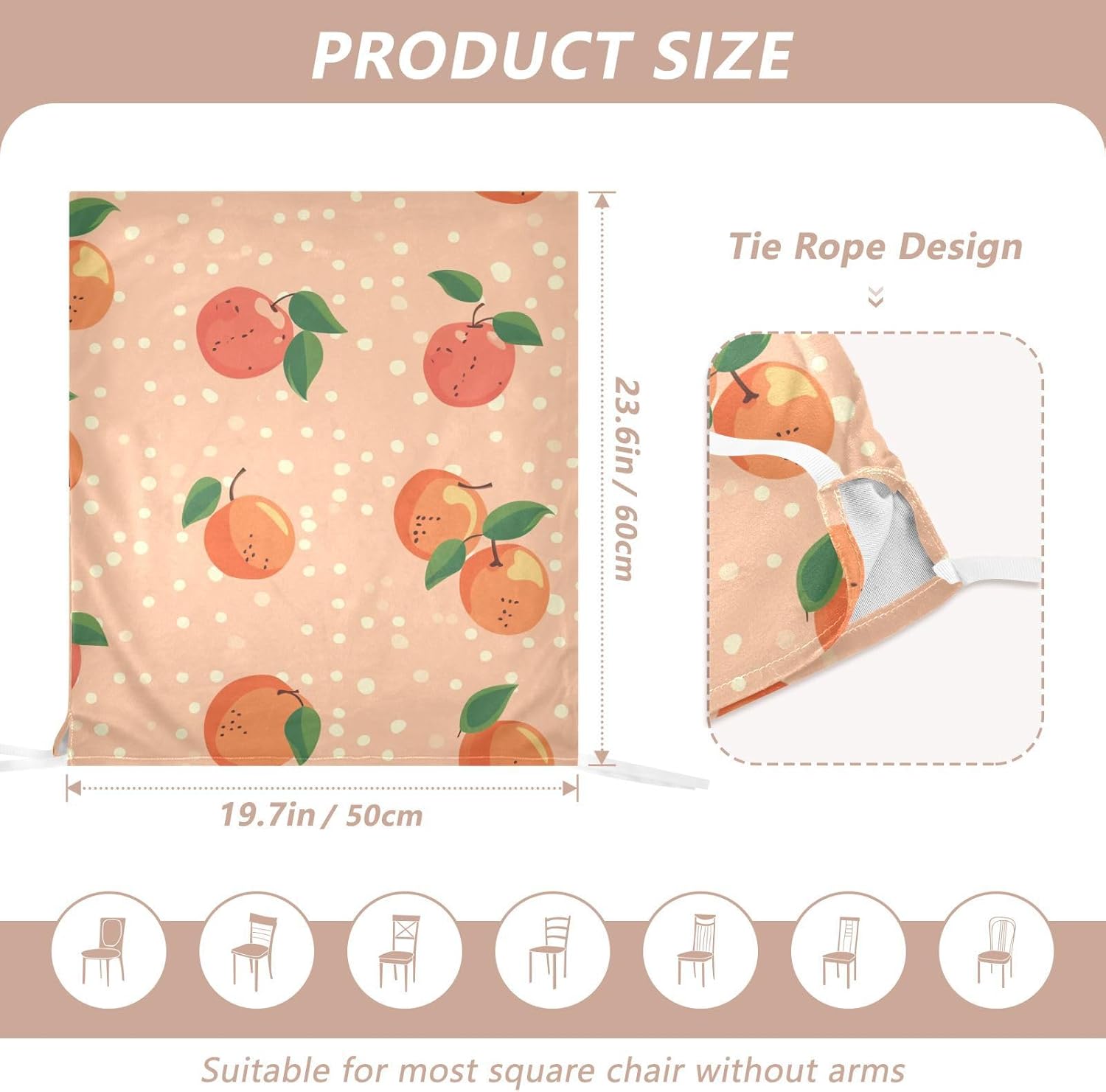 ALAZA Peach and Polka Dots Chair Back Cover Set of 6, Washable Reusable Removable Chair Slipcovers Decorative Chair Cover for Home Kitchen Wedding Party